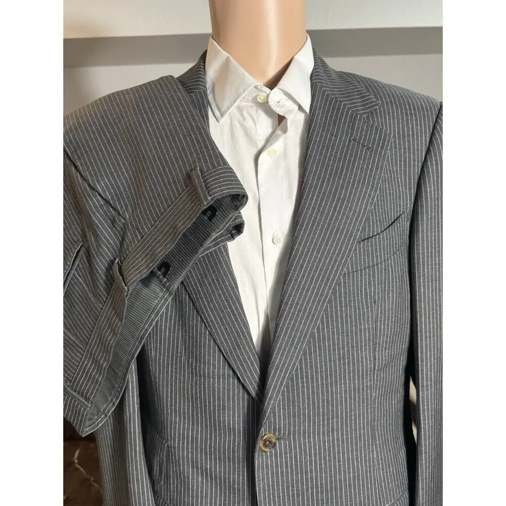 Tom Ford Gray Striped Wool 2 Piece Suit New 50R 40R 34x30.5 Trousers Notch Lapel